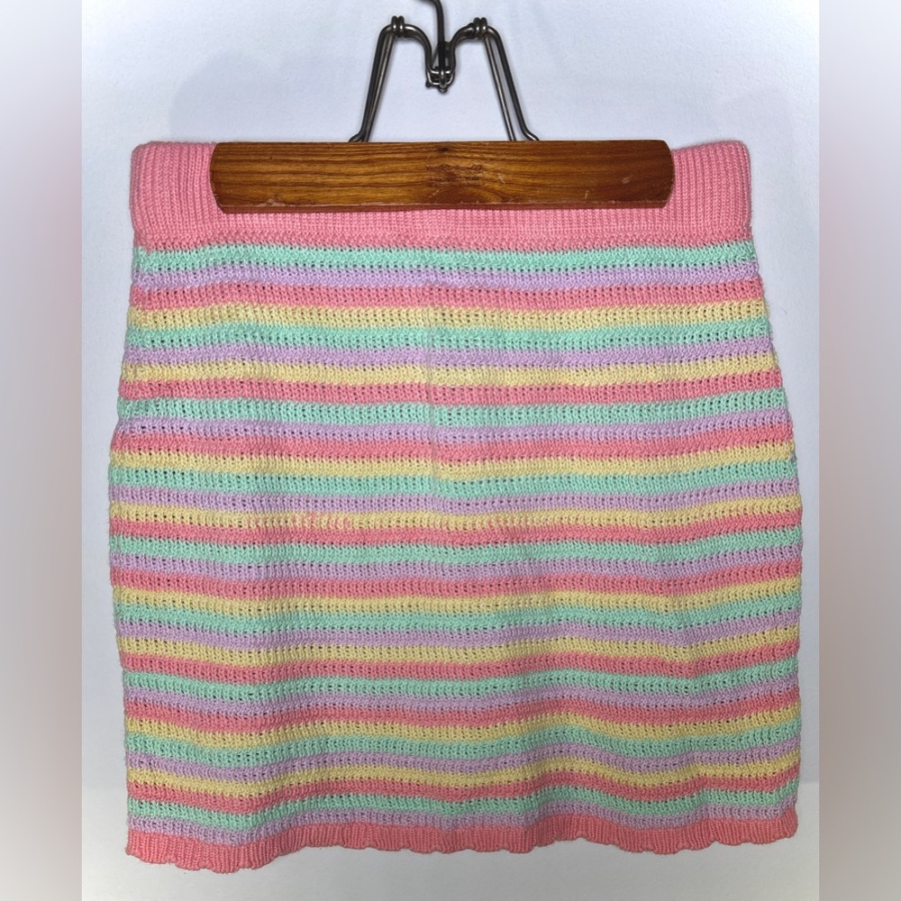 Wild Fable Multicolor Striped Crochet Straight Skirt